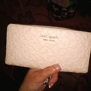Kate Spade Large Zip Around Continental Wallet Clover Geo Emboss Peachpuff